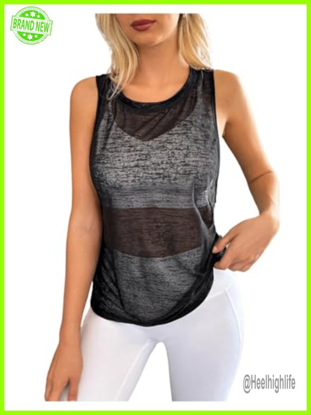 Sheer Sleeveless Athletic Tank Top for Women